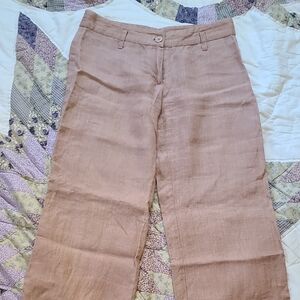 Women's Linen Blend Straight-Leg Pants - Mauve